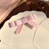 Pinza para el pelo de cuadros rosa girly con lazo, pinza lateral fresca francesa de cuadros, pinza superior de colegio dulce y linda