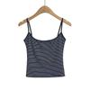 Top Camisola Sexy para Chica Caliente para Verano con Bloques de Color Rayados, Versátil, Ceñido a la Cintura, Adelgazante, Estilo Corto, Hermoso Diseño de Espalda, Camiseta sin Mangas para Vestir por Encima