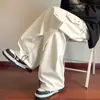 Pantalones de trabajo plisados retro americanos para hombre, otoño, pantalones casuales rectos pesados de 450G, pantalones de pierna ancha holgados de moda
