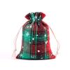 Novo Natal xadrez saco de algodão janela cordão espartilho saco de doces de Natal Natal xadrez de algodão espartilho bolso
