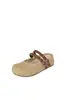 Mules de lino de punta cerrada para mujer, calzado de verano para exteriores, sandalias Mary Jane vintage, zuecos planos transpirables tejidos, diseño de corte bajo suave