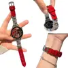 Adecuado para Reloj Huawei Gt6 con Diseño Incrustado de Diamantes, Correa de Cuero Genuino Gt5 para Mujer, Watch5 Lujo Ligero Gama Alta Patrón de Bambú