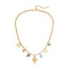 [Ice Meng] Óleo colorido pingando Ji Xiang Clavícula Corrente Dopamina Amor Colar Cross-border Jóias N1448