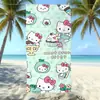 Toalla de Playa de Microfibra Estampada de Hello Kitty de Dibujos Animados, Absorbente de Agua y de Secado Rápido, Toalla de Baño Hello Kitty para Nadar Infantil