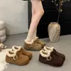 Zapatos tipo Birkenstock de suela gruesa, forrados de felpa, que aumentan la altura para mujer, nuevos para invierno 2026, botas de nieve, mocasines, zapatos cálidos de algodón