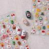 Lindas Pegatinas para Uñas de Santa Claus Copo de Nieve Blanco Árbol de Navidad Tridimensional Reno Muñeco de Nieve Dibujos Animados Pegatinas para Uñas Portátiles