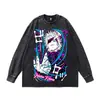 Moletom Redondo Americano Retro Transfronteiriço High Street Hip-Hop Oversize Solto Lavado Desgastado Pesado 280g Top