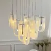 Candelabro de vidrio esmerilado, lámpara de entrada de pasillo de lujo francés, lámpara de mesita de noche italiana color crema para dormitorio, lámpara pequeña para al lado del sofá