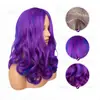 Peluca larga ondulada de color mixto con degradado morado y azul para mujer, adecuada para bailes de máscaras y eventos de cosplay [hecha a medida]