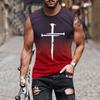 Europa y Estados Unidos verano transfronterizo nuevo comercio exterior para hombre Amazon chaleco explosivo impresión degradada 3D cuello redondo chaleco para hombre