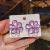 Pendientes Púrpuras Estilo Coreano 2024 Nuevos Pendientes Violetas Dulces de Pétalos de Flor Pendientes