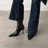 ¡Novedades para Otoño e Invierno 2025! Estilo Europeo y Americano ~ Elegantes Botines Cortos de Tacón de Aguja con Punta, Cierre Trasero, para Combinar con Faldas, Tacón Alto, Versátiles para Mujer