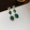 Pendientes de Borla con Flor de Zircón de Aguja de Plata Transfronterizos, Pendientes de Moda y Elegantes, Pendientes de Lujo Ligero y de Gama Alta, Diseño de Nicho