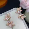 Brincos de Morganita Naturais para Mulheres, Cor Fashionável e Única, Prata S925 Banhada a Ouro Rosa Pedra Principal 6*4mm