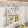 Estante de ventosa para refrigerador de cocina, almacenamiento en pared, multifuncional, sin taladro, multicapa, montado en la pared, cesta para condimentos, jengibre, ajo