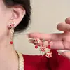 Aretes Rojos de León Pequeño para el Año Nuevo, Festivos 2026 Aretes de Nuevo Estilo Chino, Edición de Año Nuevo, Aretes de Aguja de Plata 925 para Mujer