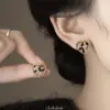 Pendientes Grandes Marrones Estilo Retro de Hong Kong para Mujer Pendientes de Alta Gama 2025 Nuevo Estilo Popular Pendientes de Aro Lisos