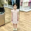 Vestido floral pastoral estilo coreano para niñas, vestido infantil bordado de manga larga, nuevo vestido abotonado estilo chino con mangas acampanadas pequeñas