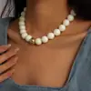 Collar de Cuentas Redondas de Acrílico Dopamina Colorido Estilo Europeo y Americano, Cadena para Clavícula Simple y de Moda, Accesorio de Nicho de Gama Alta