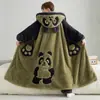 Bata de Noche de Terciopelo Coral para Hombre Otoño e Invierno Acolchado Pijama de Terciopelo Adolescentes Estudiantes Dibujos Animados Conjunto de Ropa de Casa para Hombre