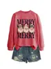 Sudadera nueva de Amazon Wish sitio independiente, de moda, única y divertida para mujer, Merry Three Santa Claus