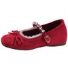 Zapatos Rojos Franceses Retro de Boca Baja para Mujer que Aumentan la Altura Verano 2025 Estilo Nuevo con Falda Suela Suave Versátiles Zapatos Mary Jane