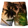 2023 Calções de Praia Transfronteiriços Costeiro Coqueiro Verão Amazon Tendência Casual Reto Estampado Calções Masculinos