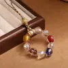 Pingente de Chaveiro para Celular com Pedras Preciosas de Vidro Cristalino para Mulheres, Design Estilo Chinês, Contas de Oração Budistas, Acessório de Bolsa Torcido à Mão