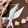 Tesoura Grande Espessa para Cozinha Aço Inoxidável Multifuncional Forte de Boca Larga para Cortar Ossos de Frango e Pato, Tesoura Doméstica para Matar Peixe