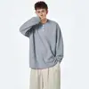 Camiseta de Manga Larga para Hombre con Cuello Henry de Punto Fino tipo Waffle, Nueva Versátil de Otoño, Camiseta Base Casual, Suéter