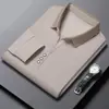 Camiseta para Hombre de Manga Larga con Cuello, Color Sólido, Casual, Versátil, Ligera, Moda, Anti-Arrugas, Bajo Mantenimiento