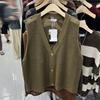 Novo Colete Tricotado Decote V Moda Estilo Preguiçoso Corte Fino Vazado Jaqueta Cardigan Suéter Manga Curta Estilo Coreano Feminino