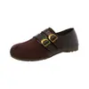 Zapatos de mujer estilo Birkenstock de cobertura total con punta dividida retro, nueva colección otoño 2026, zapatos planos casuales de cuero Mary Jane de punta poco profunda