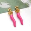 1 Colgante de Verdura Chile de Acero Inoxidable con Recubrimiento Electroforjado al Vacío y Esmalte de Colores Accesorio para Joyería DIY