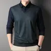 Nos vemos novamente no outono: Nova Marca Masculina Casual Versátil Confortável Suéter de Malha Fina com Gola Camisa com Design Falso de Duas Peças