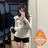 Chamarra con Capucha Deportiva Coreana Delgada para Mujer Otoño Uso Principios de Otoño Top Delgado Otoño 2026 Nuevo Estilo Ceñidor a la Cintura Delgado