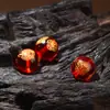 Contas de Vidro Vermelho com Estampagem Dourada dos Doze Budas do Ano de Nascimento do Zodíaco, Contas Soltas das Divindades Guardiãs dos Doze Signos do Zodíaco, Imitação de Vidro Ágata Vermelha Atacado