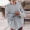 Invierno 2026 Nuevos Productos Amazon Nuevos Productos Transfronterizo Color Sólido Tejidos Holgado Manga Murciélago Talla Grande Suéter Chaqueta para Mujer