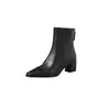 Botines Chelsea de Piel de Vaca con Suela Silenciosa Mute Invierno 2026 Tacón Medio Grueso Punta Cuadrada Comodidad Simple para el Trabajo Botines de Piel Genuina para Mujer