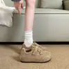 Birkenstocks de sola grossa femininos com velcro versáteis sapatos preguiçosos sapatos casuais confortáveis simples estilosos modernos bico redondo estilo britânico