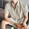 Camisa de algodón ligera y transpirable para hombre de verano, camisa de manga corta fina tipo lino para hombre de verano, estilo casual de negocios