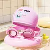 Gafas de natación para niños para niñas, alta definición, impermeables, antivaho, marco pequeño, conjunto de gafas de natación para niños y niñas y gorro de natación, gafas de natación para niños