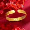 Tienda de Oro Mismo Estilo Joyería Chapada en Oro con Símbolo de Fortuna y Pulsera del Sutra del Corazón para Mujer, Diseño de Nicho, Abierta, Lujo Ligero, Pulsera de Joyería de Moda
