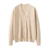 Cárdigan de Cachemira para Mujer 100% Cachemira Pura Otoño e Invierno Nuevo Cuello en V Tejido Suave Sedoso Encaje Suéter Chaqueta