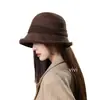 Chapéu de Pescador Retrô Britânico de Alta Qualidade para Mulheres, Estilo Coreano, Outono e Inverno, Versátil, Elegante, Quente, Chapéu Bucket Emagrecedor