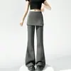 Novedad Otoño 2026 Estilo Mujer Pantalones de Pierna Ancha Acampanados Falsos de Dos Piezas Abotonados, Algodón de Aire Cintura Alta Adelgazantes Micro Acampanados