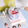 Decoraciones para tartas del Día de la Madre de la Reina Roja de Internet Delantal de pegamento suave Sombrero de cumpleaños Vestido con borde de pastel de flores Plug-in