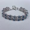 Verano 2024 Nuevo Pulsera de Plata S925 Chapada en Platino Incrustada con Topacio London Blue Piedra Principal 3*4mm