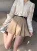 Pantalones cortos negros de cintura alta para mujer, novedad de verano 2024, holgados, ajustados, con falda plisada.