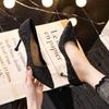 Tacones Altos Franceses Zapatos Planos de Mujer 2024 Nuevo Stiletto Otoño e Invierno Zapatos de Boda Primavera y Otoño Tacones Altos de Dama de Honor